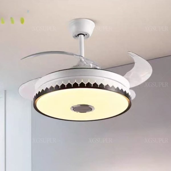 MODERNE VENTILATEUR DE PLAFOND BLANC AVEC LED  45 WATTS ET BLUETOOTH INTEGRE